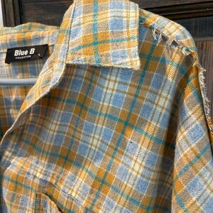 Boutique Plaid Shirt - Blue and Gold